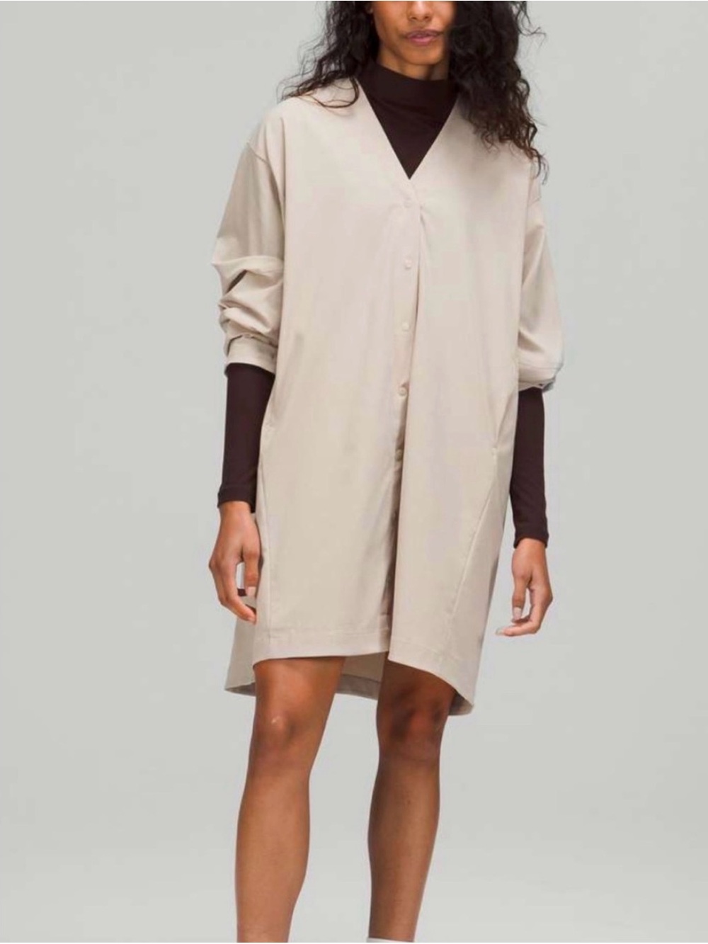 Lululemon WovenAir Snap Front Long Sleeve Shirt Dress sz 4
